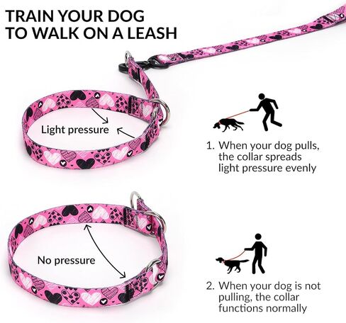 Serijoars Martingale Dog Collar - No-Pull Training Collar with Flower Multicolor Cute Patterns and Slidable Stop Ring (S, Grass) in Kuwait