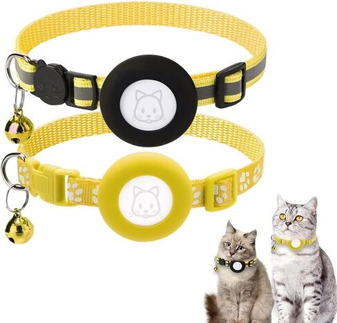 Airtag Cat Collars, 2Pack Reflective Personalized Air Tag Cat Collar with Breakaway Safety Buckle and Bell, Adjustable Cat Collar with Airtag Holder for Small Pets Black in Saudi Arabia