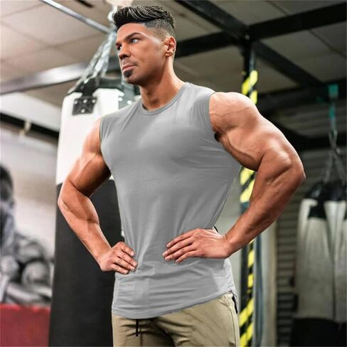 قمصان رجالي للتمرين بدون أكمام، سريعة الجفاف، بدون أكمام، قمصان للجري والصالة الرياضية، قمصان صيفية شبكية in Kuwait