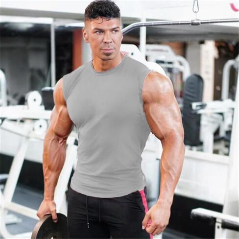 قمصان رجالي للتمرين بدون أكمام، سريعة الجفاف، بدون أكمام، قمصان للجري والصالة الرياضية، قمصان صيفية شبكية in Kuwait
