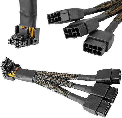 16 AWG PCIE 5.0 12VHPWR 600W 3x8 Pin إلى 16Pin (12+4Pin) كابل محول إمداد بزاوية يمنى 90 درجة لبطاقة الرسومات RTX 4090 4080 3090TI 4070Ti (نوع) in Saudi Arabia