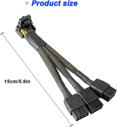 16 AWG PCIE 5.0 12VHPWR 600W 3x8 Pin إلى 16Pin (12+4Pin) كابل محول إمداد بزاوية يمنى 90 درجة لبطاقة الرسومات RTX 4090 4080 3090TI 4070Ti (نوع) in Saudi Arabia