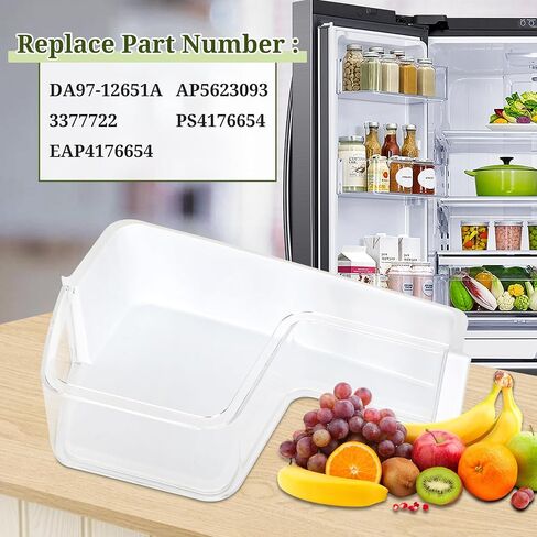 رف باب الثلاجة DA97-12657A متوافق مع سامسونج RF260BEAESG، RF261BEAESP، RF262BEAESR، استبدال صندوق سلة الأبواب، رقم PS4176661DA63-06867، AP5621270 مع 6 مغناطيس ثلاجة in Kuwait