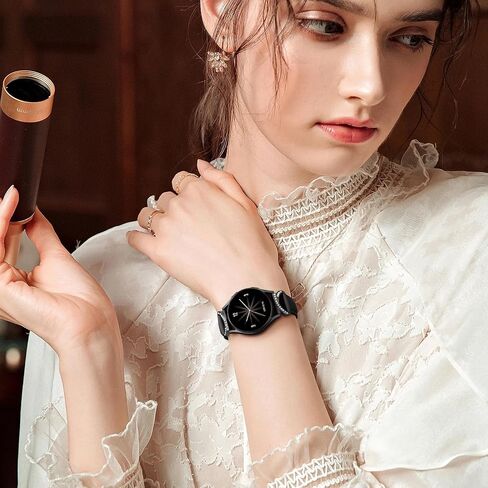 Genuine Leather Slim Watch Band Compatible with Samsung Galaxy Watch 6 5 4 40mm 44mm for Women, Galaxy 5 Pro 45mm Bands, Classic 6 4 Wristband 47mm 43mm 46mm 42mm, 20mm Band with Bling Diamond in Saudi Arabia