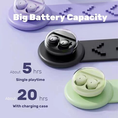 سماعات أذن Loluka Sleeping صغيرة ومريحة لمنع الضوضاء من أجل النوم الجانبي، سماعات أذن بلوتوث 5.3 لتقليل الضوضاء مع صوت ستيريو مقاوم للماء in Kuwait