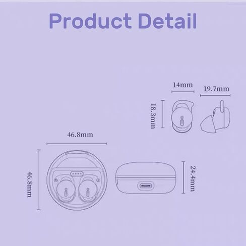 سماعات أذن Loluka Sleeping صغيرة ومريحة لمنع الضوضاء من أجل النوم الجانبي، سماعات أذن بلوتوث 5.3 لتقليل الضوضاء مع صوت ستيريو مقاوم للماء in Kuwait