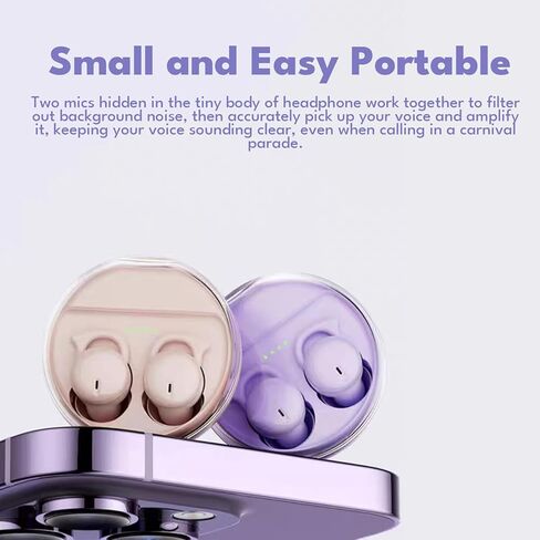 سماعات أذن Loluka Sleeping صغيرة ومريحة لمنع الضوضاء من أجل النوم الجانبي، سماعات أذن بلوتوث 5.3 لتقليل الضوضاء مع صوت ستيريو مقاوم للماء in Kuwait