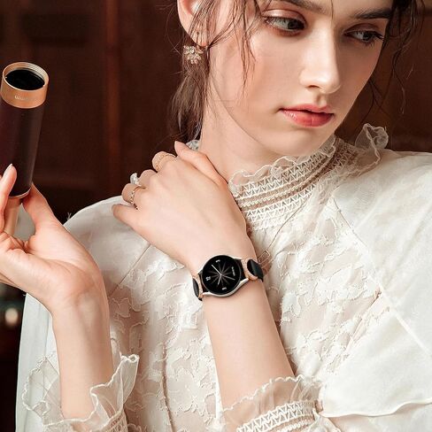 Genuine Leather Slim Watch Band Compatible with Samsung Galaxy Watch 6 5 4 40mm 44mm for Women, Galaxy 5 Pro 45mm Bands, Classic 6 4 Wristband 47mm 43mm 46mm 42mm, 20mm Band with Bling Diamond in Saudi Arabia