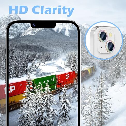 imluckies Compatible with iPhone 14/14 Plus & iPhone 15/15 Plus Camera Lens Protector Bling, 9H Tempered Glass Lens Screen Protection Cover Premium Aluminum Alloy Individual Glitter Ring, Colorful in Saudi Arabia