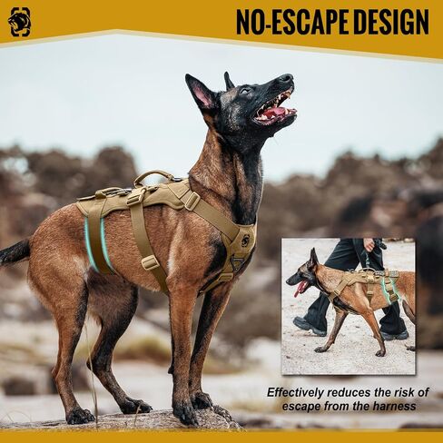 OneTigris Escape Proof Dog Harness, No Pull Dog Harness with Handles, Tactical Multi-Use Support Dog Harness for Large Dogs Everyday Wear Walking Hiking Training in Kuwait