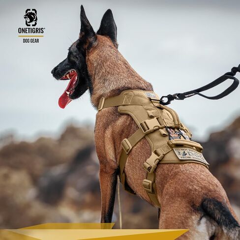 OneTigris Escape Proof Dog Harness, No Pull Dog Harness with Handles, Tactical Multi-Use Support Dog Harness for Large Dogs Everyday Wear Walking Hiking Training in Kuwait