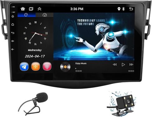Car Stereo for Toyota RAV4 2007-2011 2GB+32GB Wireless Carplay and Android Auto 4G+WiFi GPS Navigation 9 inch Touchscreen Head Unit with HD Backup Camera/Bluetooth/Miror Link/MIC/RDS/FM/SWC in Kuwait