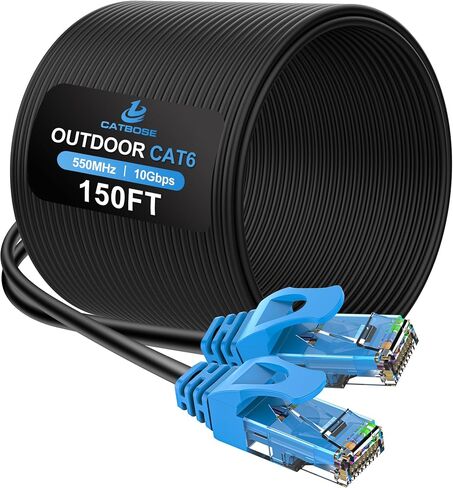 250FT Cat6 Outdoor Ethernet Cable, In-Ground, Heavy Duty Direct Burial, 24AWG CCA Solid Cord, POE, UTP, Waterproof, LLDPE UV Resistant, Network, Internet, LAN, Cat 6 Patch Cable - 250 Feet in Kuwait