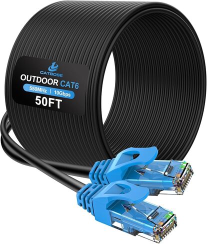 250FT Cat6 Outdoor Ethernet Cable, In-Ground, Heavy Duty Direct Burial, 24AWG CCA Solid Cord, POE, UTP, Waterproof, LLDPE UV Resistant, Network, Internet, LAN, Cat 6 Patch Cable - 250 Feet in Kuwait