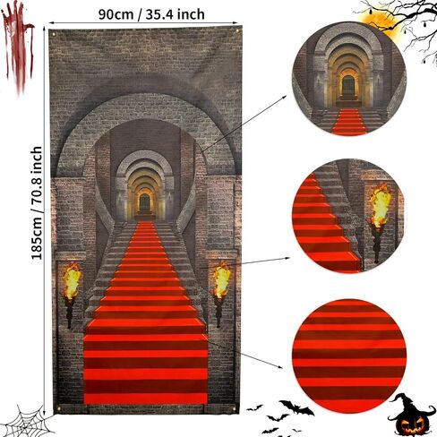 Halloween Door Cover Decorations, 3D Halloween Door Banner, Realistic Castle Entrance Banner, Medieval Themed Stone Backdrop Banner, Gothic Vampire Photo Background for Birthday Party Indoor Outdoor in Saudi Arabia