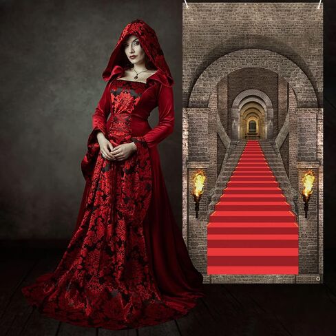 Halloween Door Cover Decorations, 3D Halloween Door Banner, Realistic Castle Entrance Banner, Medieval Themed Stone Backdrop Banner, Gothic Vampire Photo Background for Birthday Party Indoor Outdoor in Saudi Arabia