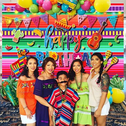 Feliz Cumpleaños Backdrop Mexican Fiesta Birthday Party Decorations Colorful Cinco De Mayo Taco Carnival Photography Background Mexico Fiesta Theme Bday Festival Banner Supplies Photo Booth Prop 7x5ft in Saudi Arabia