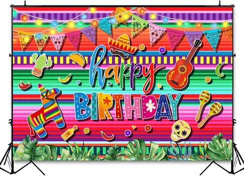 Feliz Cumpleaños Backdrop Mexican Fiesta Birthday Party Decorations Colorful Cinco De Mayo Taco Carnival Photography Background Mexico Fiesta Theme Bday Festival Banner Supplies Photo Booth Prop 7x5ft in Saudi Arabia