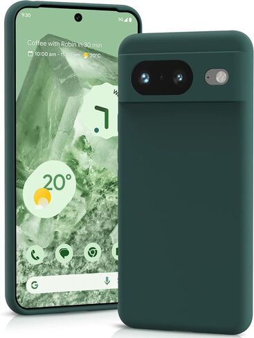 YATWIN Silicone Case for Google Pixel 8, Soft-Touch, Shockproof Phone Cover for Google Pixel 8 - Dark Green in Saudi Arabia