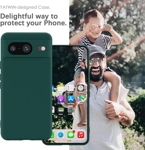 YATWIN Silicone Case for Google Pixel 8, Soft-Touch, Shockproof Phone Cover for Google Pixel 8 - Dark Green in Saudi Arabia