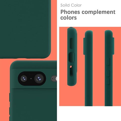YATWIN Silicone Case for Google Pixel 8, Soft-Touch, Shockproof Phone Cover for Google Pixel 8 - Dark Green in Saudi Arabia