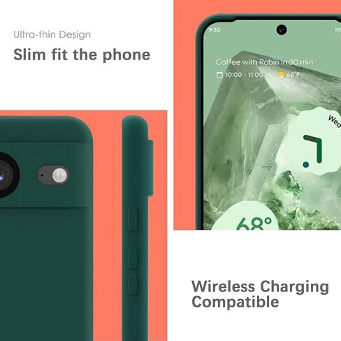 YATWIN Silicone Case for Google Pixel 8, Soft-Touch, Shockproof Phone Cover for Google Pixel 8 - Dark Green in Saudi Arabia