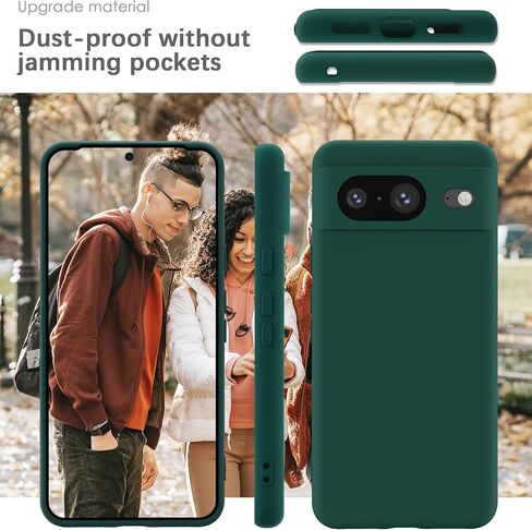 YATWIN Silicone Case for Google Pixel 8, Soft-Touch, Shockproof Phone Cover for Google Pixel 8 - Dark Green in Saudi Arabia
