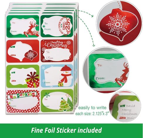 بارتي فاني 18 صندوق تغليف هدايا أبيض متوسط الحجم مع اغطية و80 قطعة من ملصقات بطاقات عيد الميلاد من الرقائق المعدنية لتغليف الملابس (قميص وقبعة وقفازات ووشاح) وهدية عطلة الكريسماس in Kuwait