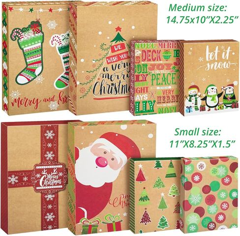 بارتي فاني 18 صندوق تغليف هدايا أبيض متوسط الحجم مع اغطية و80 قطعة من ملصقات بطاقات عيد الميلاد من الرقائق المعدنية لتغليف الملابس (قميص وقبعة وقفازات ووشاح) وهدية عطلة الكريسماس in Kuwait