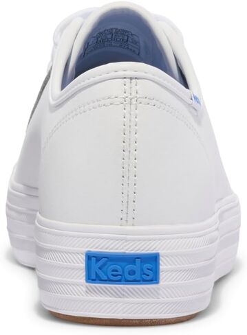 حذاء رياضي نسائي من الجلد ثلاثي الركل من Keds، أبيض/ذهبي وردي، 6.5 in Kuwait