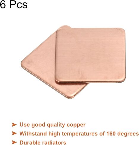 MECCANIXITY Heatsink Copper Pad Shim 20mm x 20mm x 0.8mm Thermal Conductive Heat Sink for Electronic Chip Cooling Pack of 6 in Saudi Arabia