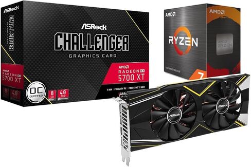 بطاقة رسومات ASRock Challenger AMD Radeon RX 5700 XT مع معالج AMD Ryzen 7 5700X ثماني النواة و16 خيطًا in Kuwait