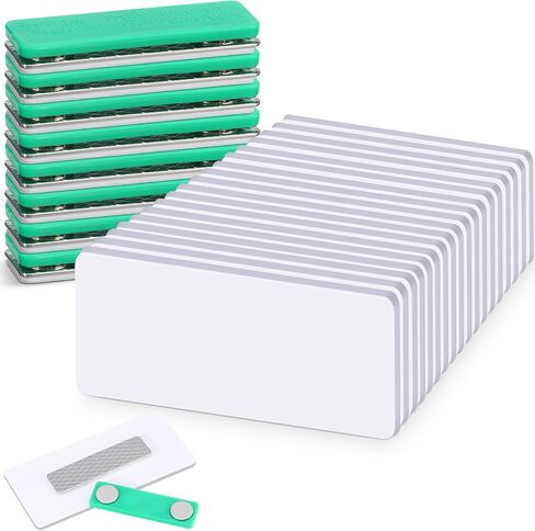 30 Packs Name Tag Blank Name Tags Magnetic Name Tag with Magnetic Backing Locker White Round Corners, 1.5 x 3 Inches Name Badges for Nurse Personalized Jacket Shirts Office School Supplies in Kuwait