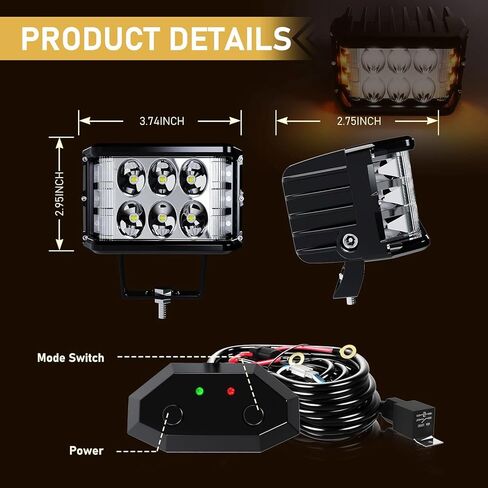 50 Inch 288W Curved LED Light Bar White/Amber Flasing Strobe Light with Six Modes Driving Fog Lights Spot Flood Combo Bumper Lights with Switch Wiring Harness for Offroad Truck 4WD SUV ATV UTV in Saudi Arabia