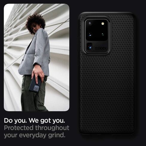 Spigen Liquid Air Armor مصمم لهاتف Samsung Galaxy S20 Ultra Case/Galaxy S20 Ultra 5G Case (2020) - أسود مطفي in Saudi Arabia