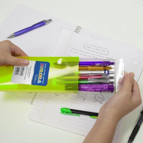 BAZIC Slider Pencil Case, Utility Storage Box Snap Closure, Bright Color Multi Purpose Organizer, 6-Pack in Saudi Arabia