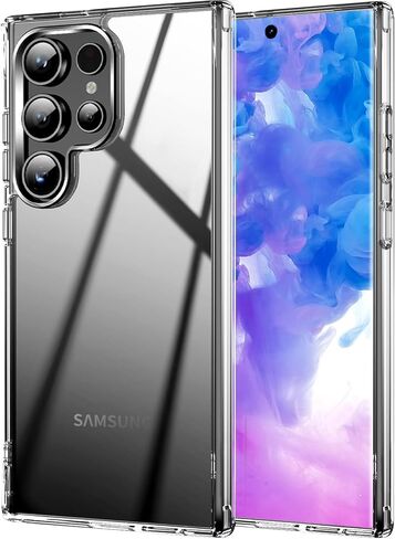 Designed for Samsung Galaxy S24 Ultra Case, Transparent Slim Shockproof Protective Cover Anti-Scratch Hard PC Back & Flexible Bumper Phone Case for Samsung S24 Ultra 6.8 inch, Clear in Saudi Arabia