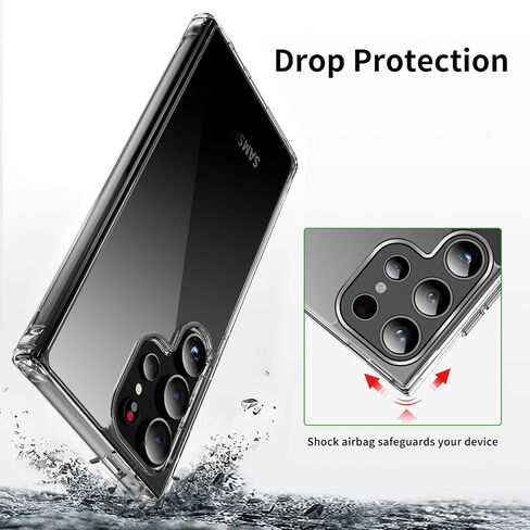 Designed for Samsung Galaxy S24 Ultra Case, Transparent Slim Shockproof Protective Cover Anti-Scratch Hard PC Back & Flexible Bumper Phone Case for Samsung S24 Ultra 6.8 inch, Clear in Saudi Arabia