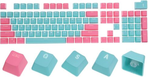 MECCANIXITY 104 Key PBT Keycap Set OEM Profile Double Shot 60% for 61/68/87/98/100/104 Keys Mechanical Keyboard Layout, Turquoise & Pink in Saudi Arabia