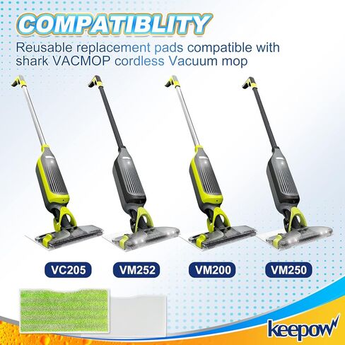 عبوات بديلة من keepow قابلة لإعادة الاستخدام متوافقة مع Shark Vacmop VM252 VM200 VC205 VM250، وسادات مبللة قابلة لإعادة الاستخدام لتنظيف الأرضيات الصلبة، امتصاص أقوى للمياه، أزرق، 5 عبوات in Kuwait