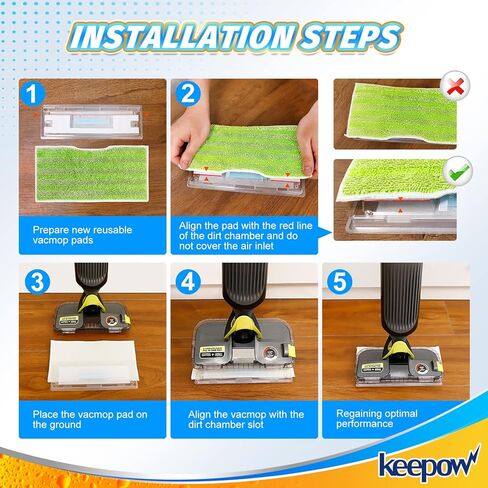 عبوات بديلة من keepow قابلة لإعادة الاستخدام متوافقة مع Shark Vacmop VM252 VM200 VC205 VM250، وسادات مبللة قابلة لإعادة الاستخدام لتنظيف الأرضيات الصلبة، امتصاص أقوى للمياه، أزرق، 5 عبوات in Kuwait