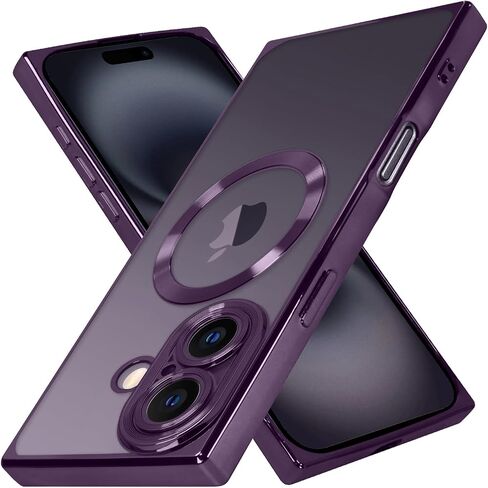 ZIYE Clear Magnetic Case for iPhone 16 Case [Compatible with MagSafe] Luxury Slim Soft Shockproof Support Wireless Charging Phone Cover for Women Girls Girly-Purple in Kuwait