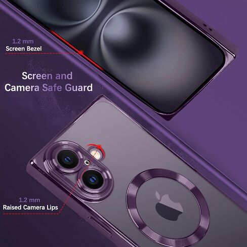 ZIYE Clear Magnetic Case for iPhone 16 Case [Compatible with MagSafe] Luxury Slim Soft Shockproof Support Wireless Charging Phone Cover for Women Girls Girly-Purple in Kuwait