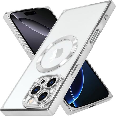 ZIYE Clear Magnetic Case for iPhone 16 Case [Compatible with MagSafe] Luxury Slim Soft Shockproof Support Wireless Charging Phone Cover for Women Girls Girly-Purple in Kuwait