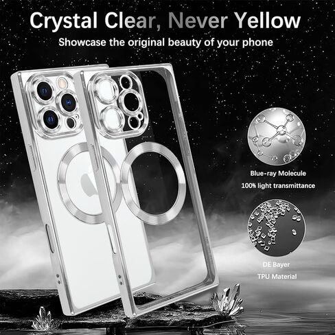 ZIYE Clear Magnetic Case for iPhone 16 Case [Compatible with MagSafe] Luxury Slim Soft Shockproof Support Wireless Charging Phone Cover for Women Girls Girly-Purple in Kuwait