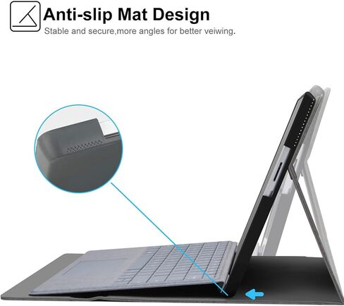 Megoo Surface Pro X Case Cover for Microsoft Surface Pro X 13" with Stylus Pen Holder Multiple Angle Adjustment Folio Stand Protective Case (Black Gray) in Saudi Arabia