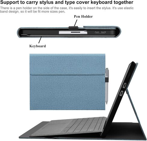 Megoo Surface Pro X Case Cover for Microsoft Surface Pro X 13" with Stylus Pen Holder Multiple Angle Adjustment Folio Stand Protective Case (Black Gray) in Saudi Arabia