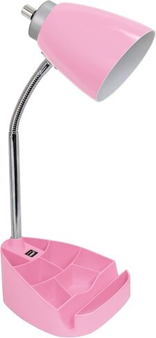 تصميمات بسيطة LD1056-WHT مصباح مكتب منظم معقوفة مع حامل iPad/الكمبيوتر اللوحي أو حامل كتب ومنفذ USB، أبيض (عبوة من 6 قطع) in Kuwait