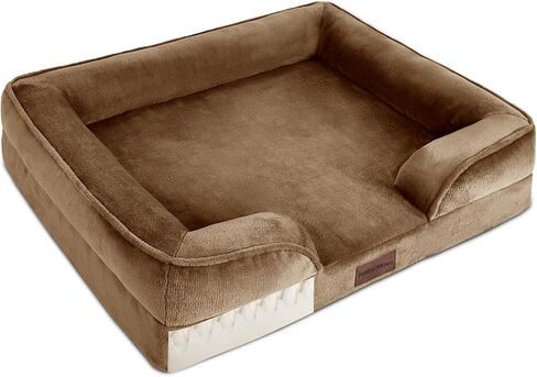 Orthopedic Dog Bed,Supportive Memory Foam Waterproof Dog Sofa with Removable Washable Cover and Nonskid Bottom,Soft Pet Bed with Zipper and Bolster (Navy,Large) in Saudi Arabia