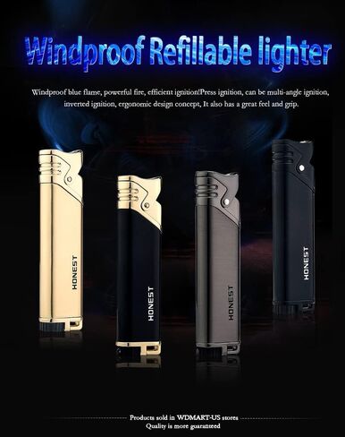 ولاعات قابلة للنفخ مقاومة للرياح WDMART-US - ولاعات غاز البيوتان المعدنية - ولاعات حقن مباشر توربو - صغيرة ومحمولة - تناسب علبة السجائر • مناسبة للأنشطة الخارجية (أسود) in Kuwait